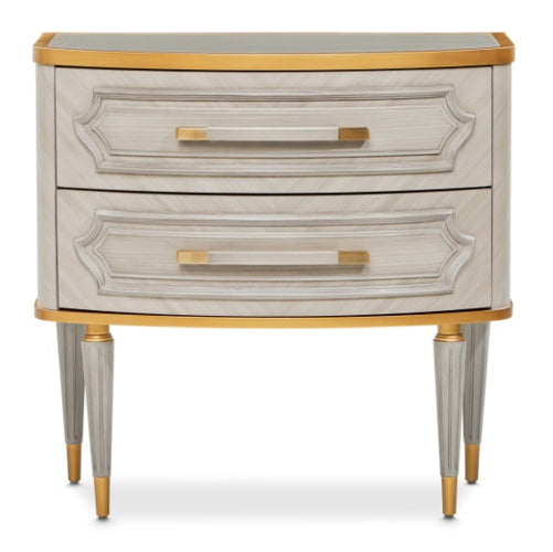 AICO Furniture St.Charles 2 Drawer Nightstand in Dove Gray - Visions in Furniture (La Mirada, CA)