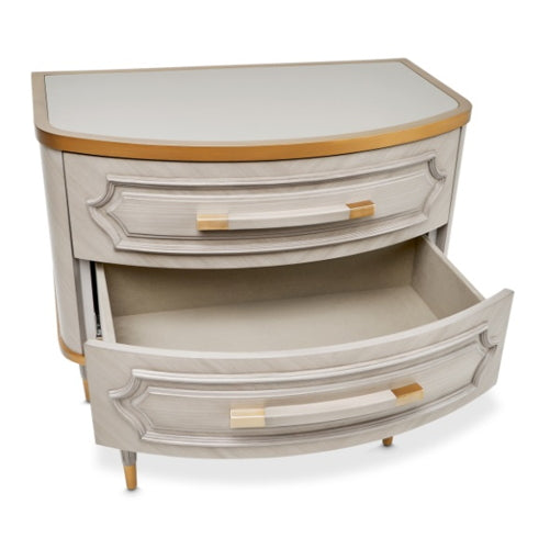 AICO Furniture St.Charles 2 Drawer Nightstand in Dove Gray - Visions in Furniture (La Mirada, CA)