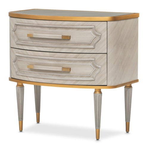 AICO Furniture St.Charles 2 Drawer Nightstand in Dove Gray - Visions in Furniture (La Mirada, CA)