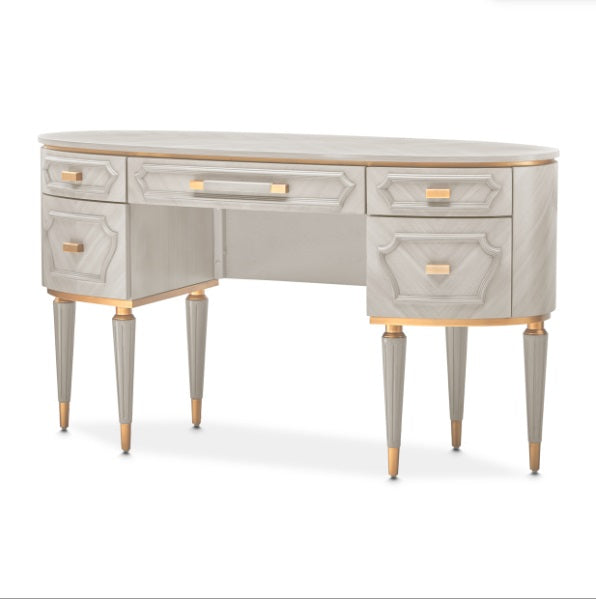 AICO Furniture St.Charles Vanity Desk with Mirror in Dove Gray - Visions in Furniture (La Mirada, CA)