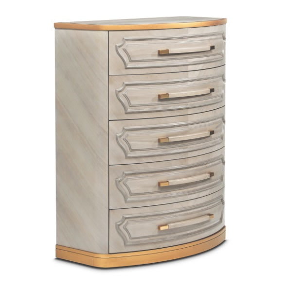 AICO Furniture St.Charles 5 Drawer Highboy Chest in Dove Gray - Visions in Furniture (La Mirada, CA)