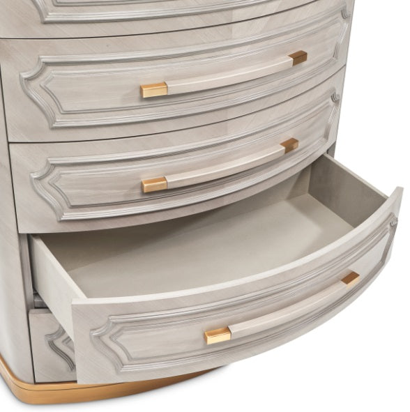 AICO Furniture St.Charles 5 Drawer Highboy Chest in Dove Gray - Visions in Furniture (La Mirada, CA)