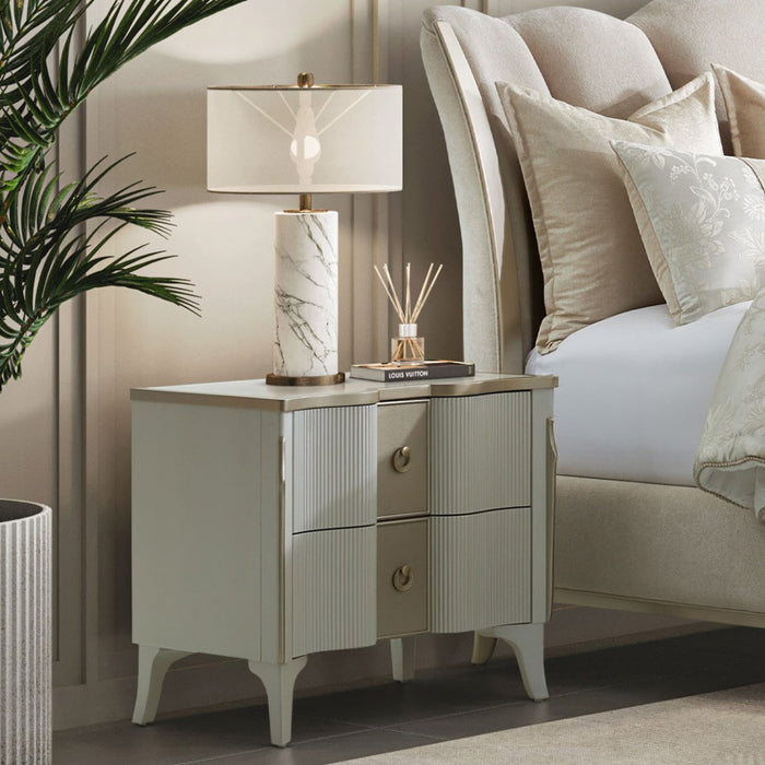 AICO Furniture La Marisia Nightstand in Creamy Pearl - Visions in Furniture (La Mirada, CA)