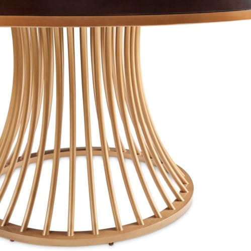 AICO Furniture Camellia Field Round Dining Table in Warm Pecan - Visions in Furniture (La Mirada, CA)