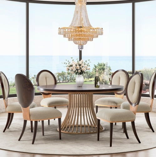 AICO Furniture Camellia Field Round Dining Table in Warm Pecan - Visions in Furniture (La Mirada, CA)