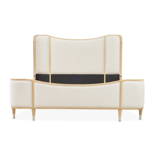 AICO Furniture Camellia Field King Upholstered Panel Bed in Caramel - Visions in Furniture (La Mirada, CA)