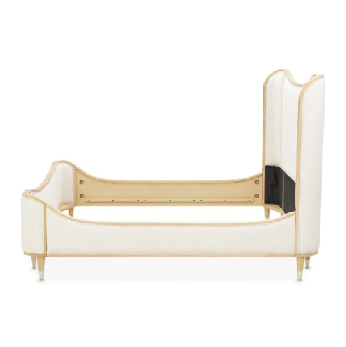 AICO Furniture Camellia Field King Upholstered Panel Bed in Caramel - Visions in Furniture (La Mirada, CA)