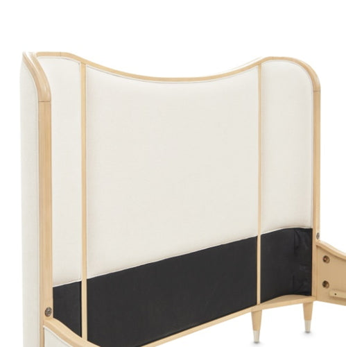 AICO Furniture Camellia Field King Upholstered Panel Bed in Caramel - Visions in Furniture (La Mirada, CA)