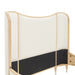 AICO Furniture Camellia Field Queen Upholstered Panel Bed in Caramel - Visions in Furniture (La Mirada, CA)