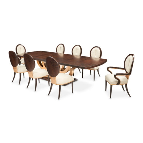 AICO Furniture Camellia Field Rectangular Pedestal Dining Table in Warm Pecan - Visions in Furniture (La Mirada, CA)