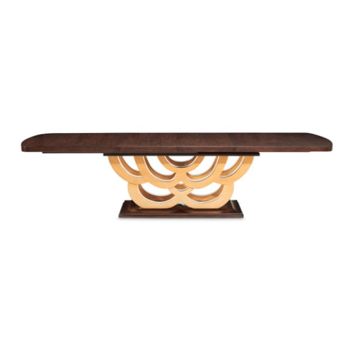AICO Furniture Camellia Field Rectangular Pedestal Dining Table in Warm Pecan - Visions in Furniture (La Mirada, CA)