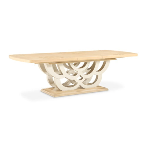 AICO Furniture Camellia Field Rectangular Pedestal Dining Table in Caramel - Visions in Furniture (La Mirada, CA)