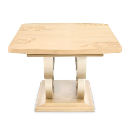 AICO Furniture Camellia Field Rectangular Pedestal Dining Table in Caramel - Visions in Furniture (La Mirada, CA)