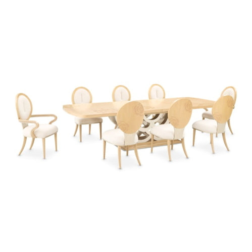 AICO Furniture Camellia Field Rectangular Pedestal Dining Table in Caramel - Visions in Furniture (La Mirada, CA)