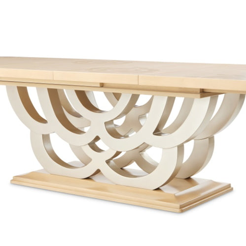 AICO Furniture Camellia Field Rectangular Pedestal Dining Table in Caramel - Visions in Furniture (La Mirada, CA)