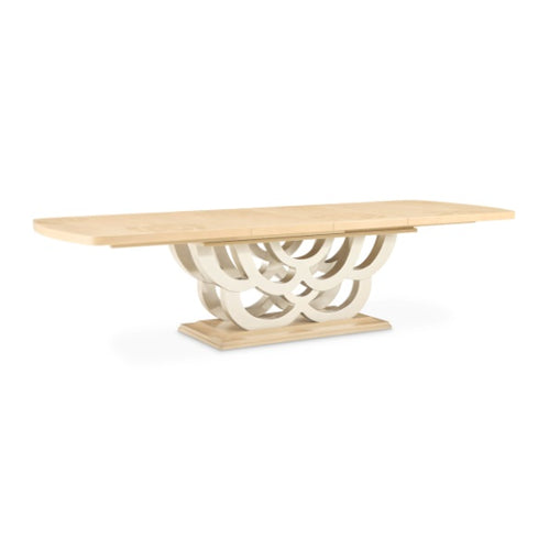 AICO Furniture Camellia Field Rectangular Pedestal Dining Table in Caramel - Visions in Furniture (La Mirada, CA)