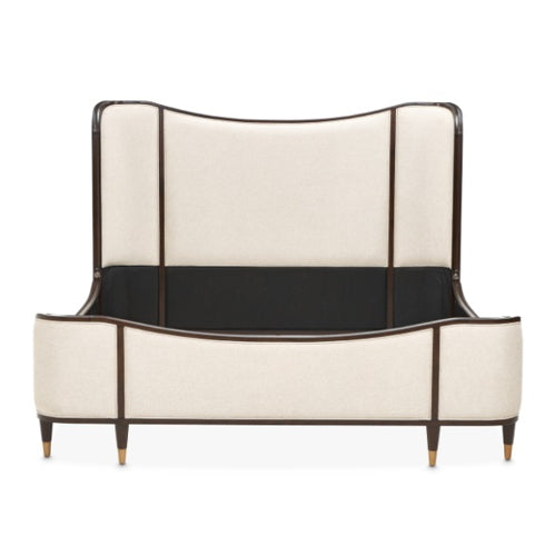 AICO Furniture Camellia Field King Upholstered Panel Bed in Warm Pecan - Visions in Furniture (La Mirada, CA)