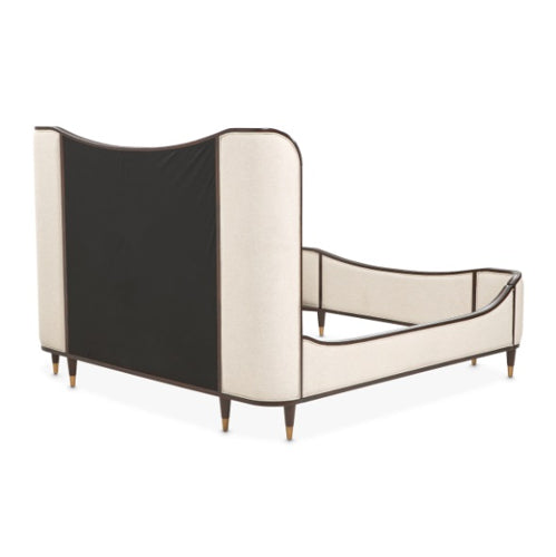 AICO Furniture Camellia Field Queen Upholstered Panel Bed in Warm Pecan - Visions in Furniture (La Mirada, CA)