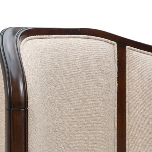 AICO Furniture Camellia Field King Upholstered Panel Bed in Warm Pecan - Visions in Furniture (La Mirada, CA)