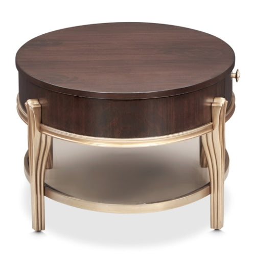 AICO Furniture Camellia Field Oval Cocktail Table in Warm Pecan - Visions in Furniture (La Mirada, CA)