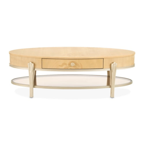 AICO Furniture Camellia Field Oval Cocktail Table in Caramel - Visions in Furniture (La Mirada, CA)