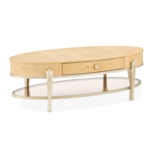 AICO Furniture Camellia Field Oval Cocktail Table in Caramel - Visions in Furniture (La Mirada, CA)