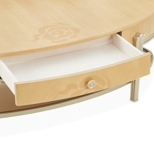 AICO Furniture Camellia Field Oval Cocktail Table in Caramel - Visions in Furniture (La Mirada, CA)