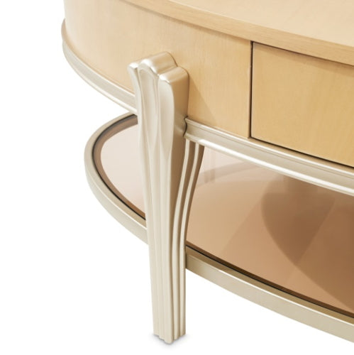 AICO Furniture Camellia Field Oval Cocktail Table in Caramel - Visions in Furniture (La Mirada, CA)