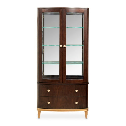 AICO Furniture Camellia Field Display Cabinet in Warm Pecan - Visions in Furniture (La Mirada, CA)
