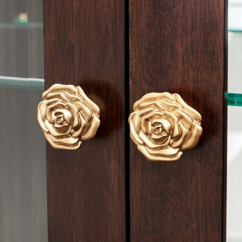 AICO Furniture Camellia Field Display Cabinet in Warm Pecan - Visions in Furniture (La Mirada, CA)