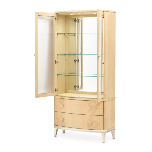 AICO Furniture Camellia Field Display Cabinet in Caramel - Visions in Furniture (La Mirada, CA)