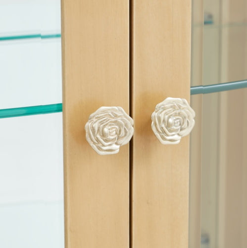AICO Furniture Camellia Field Display Cabinet in Caramel - Visions in Furniture (La Mirada, CA)