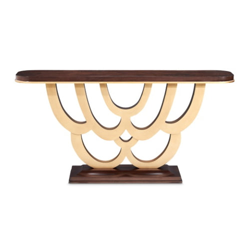 AICO Furniture Camellia Field Console Table in Warm Pecan - Visions in Furniture (La Mirada, CA)