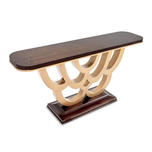 AICO Furniture Camellia Field Console Table in Warm Pecan - Visions in Furniture (La Mirada, CA)