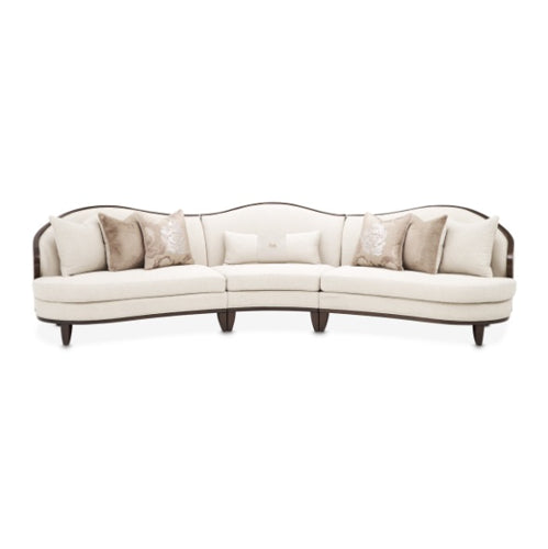 AICO Furniture Camellia Field RAF Loveseat Linen in Warm Pecan - Visions in Furniture (La Mirada, CA)