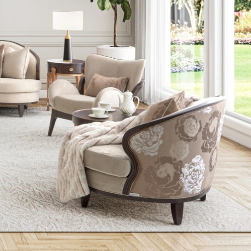 AICO Furniture Camellia Field Accent Chair Porchini in Warm Pecan - Visions in Furniture (La Mirada, CA)