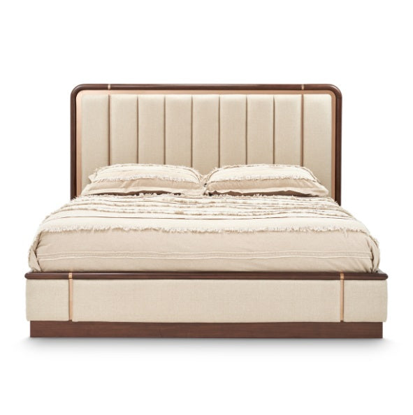 AICO Furniture Mason Park King Channel Tufted Bed in Umber - Visions in Furniture (La Mirada, CA)