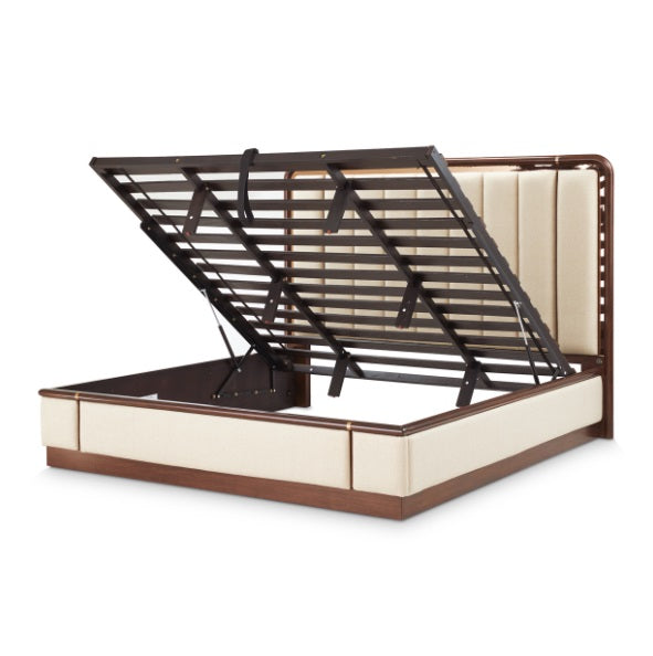 AICO Furniture Mason Park Queen Channel Tufted Bed in Umber - Visions in Furniture (La Mirada, CA)