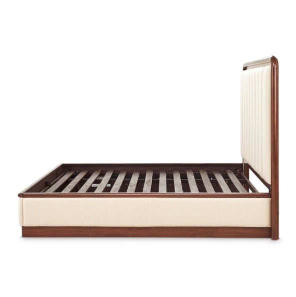 AICO Furniture Mason Park Queen Channel Tufted Bed in Umber - Visions in Furniture (La Mirada, CA)