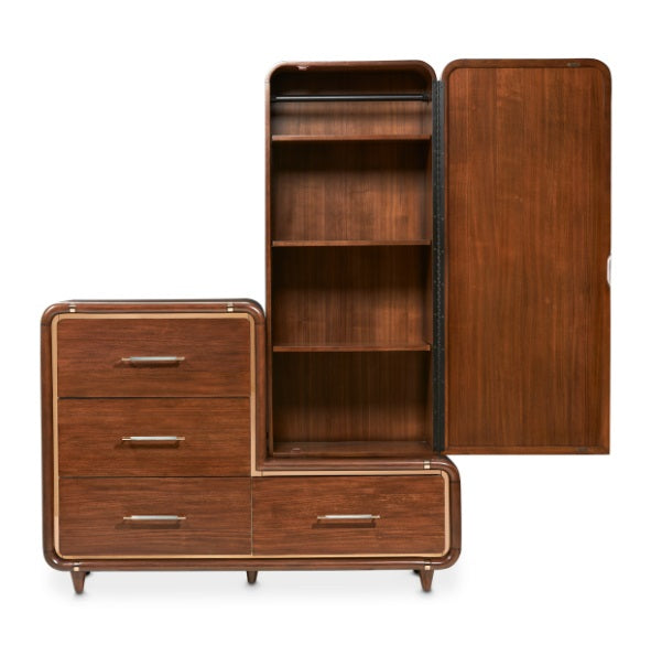 AICO Furniture Mason Park Offset Chest with Storage Mirror in Umber - Visions in Furniture (La Mirada, CA)