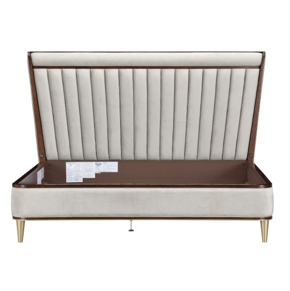 AICO Furniture Houston Queen Channel Tufted Bed in Walnut - Visions in Furniture (La Mirada, CA)