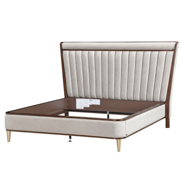 AICO Furniture Houston King Channel Tufted Bed in Walnut - Visions in Furniture (La Mirada, CA)