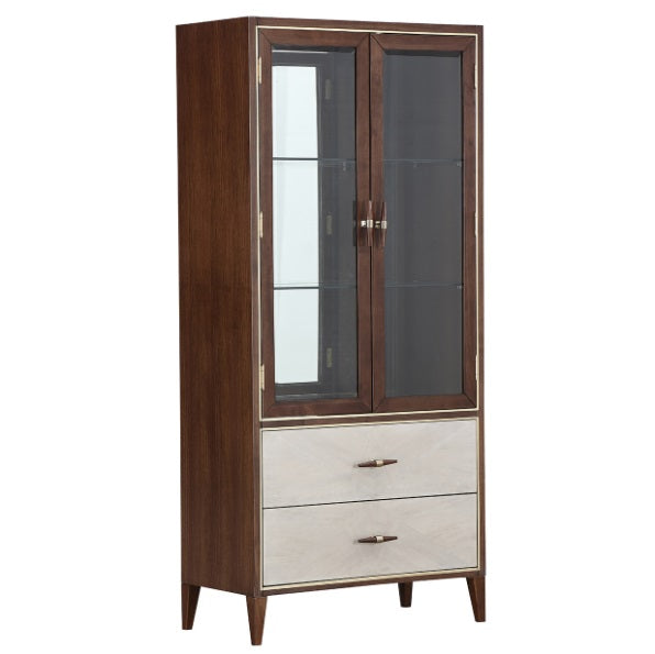 AICO Furniture Houston Display Cabinet in Walnut - Visions in Furniture (La Mirada, CA)