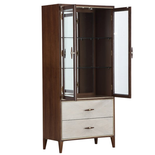 AICO Furniture Houston Display Cabinet in Walnut - Visions in Furniture (La Mirada, CA)