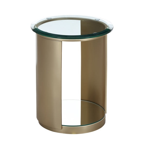 AICO Furniture Houston Chairside Table in Brushed Gold - Visions in Furniture (La Mirada, CA)