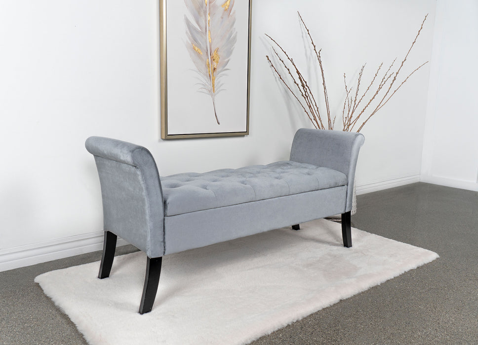 Farrah Upholstered Rolled Arms Storage Bench - Visions in Furniture (La Mirada, CA)