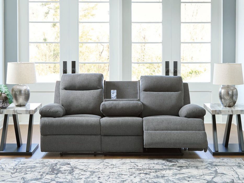 Side-Swipe Reclining Sofa with Drop Down Table - Visions in Furniture (La Mirada, CA)