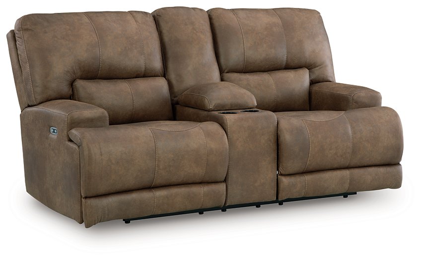 Beckley Place Power Reclining Loveseat with Console - Visions in Furniture (La Mirada, CA)