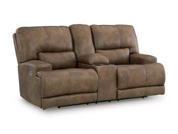 Beckley Place Power Reclining Loveseat with Console - Visions in Furniture (La Mirada, CA)