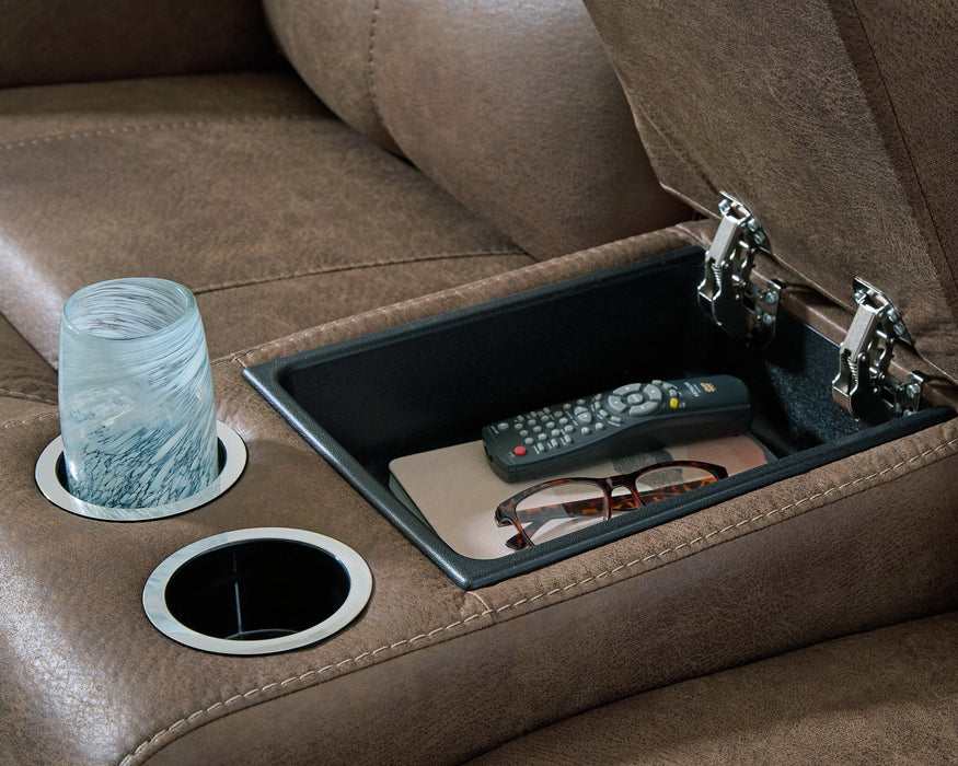 Beckley Place Power Reclining Loveseat with Console - Visions in Furniture (La Mirada, CA)